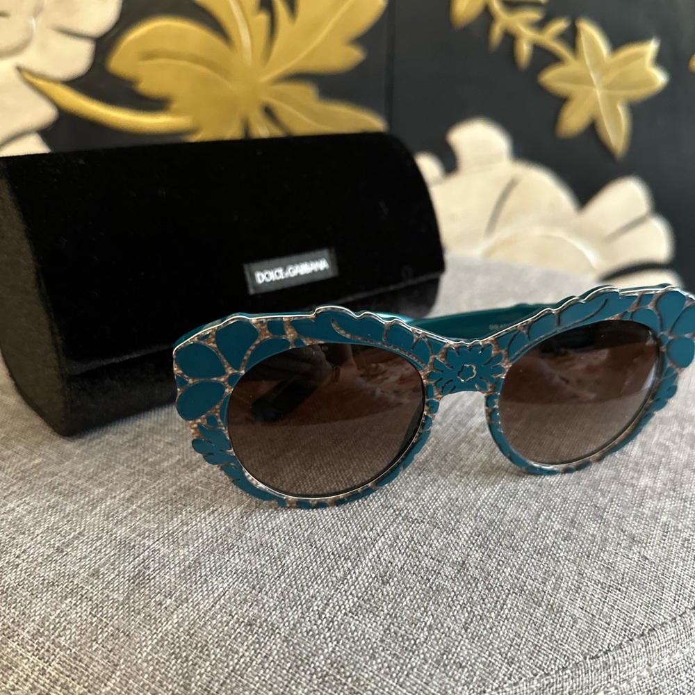 Dolce & Gabbana Teal Floral Sunglasses